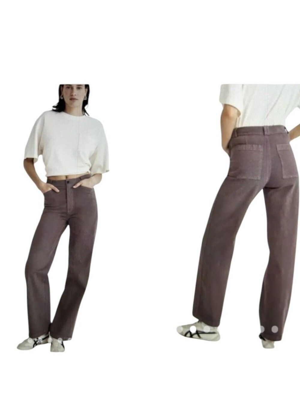Madewell Emmett Wide-Leg Garmet Dyed Jeans Fig Brown Size 25